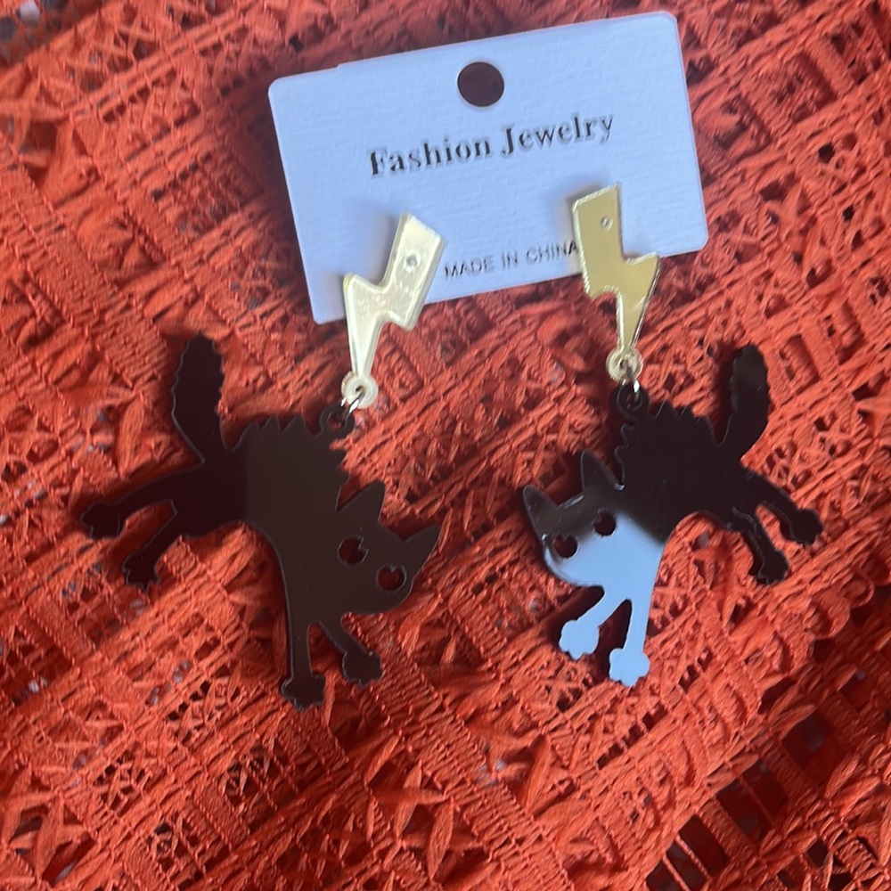 Light weight wicked  BLACK CAT earrings